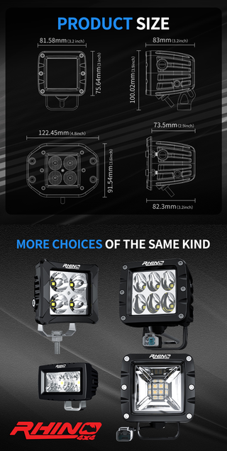 LED Light FLOOD POD Pair 40 W - RHINO 4X4 UNITED STATES