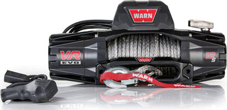 WARN 103255 VR EVO 12-S Electric 12V DC Winch with Synthetic Rope: 3/8" Diameter x 90' Length, 6 Ton (12,000 lb) Pulling Capacity , Black - RHINO 4X4 UNITED STATES